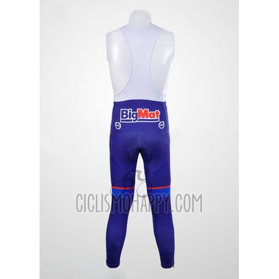 FDJ Cycling Jersey Bib Tight 2012 Long Sleeve White and Sky Blue